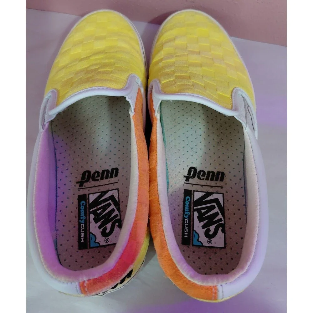 Vans x Penn ComfyCush Slip-On Yellow/Orange Checkerboard Suede Men's 10.5 721356